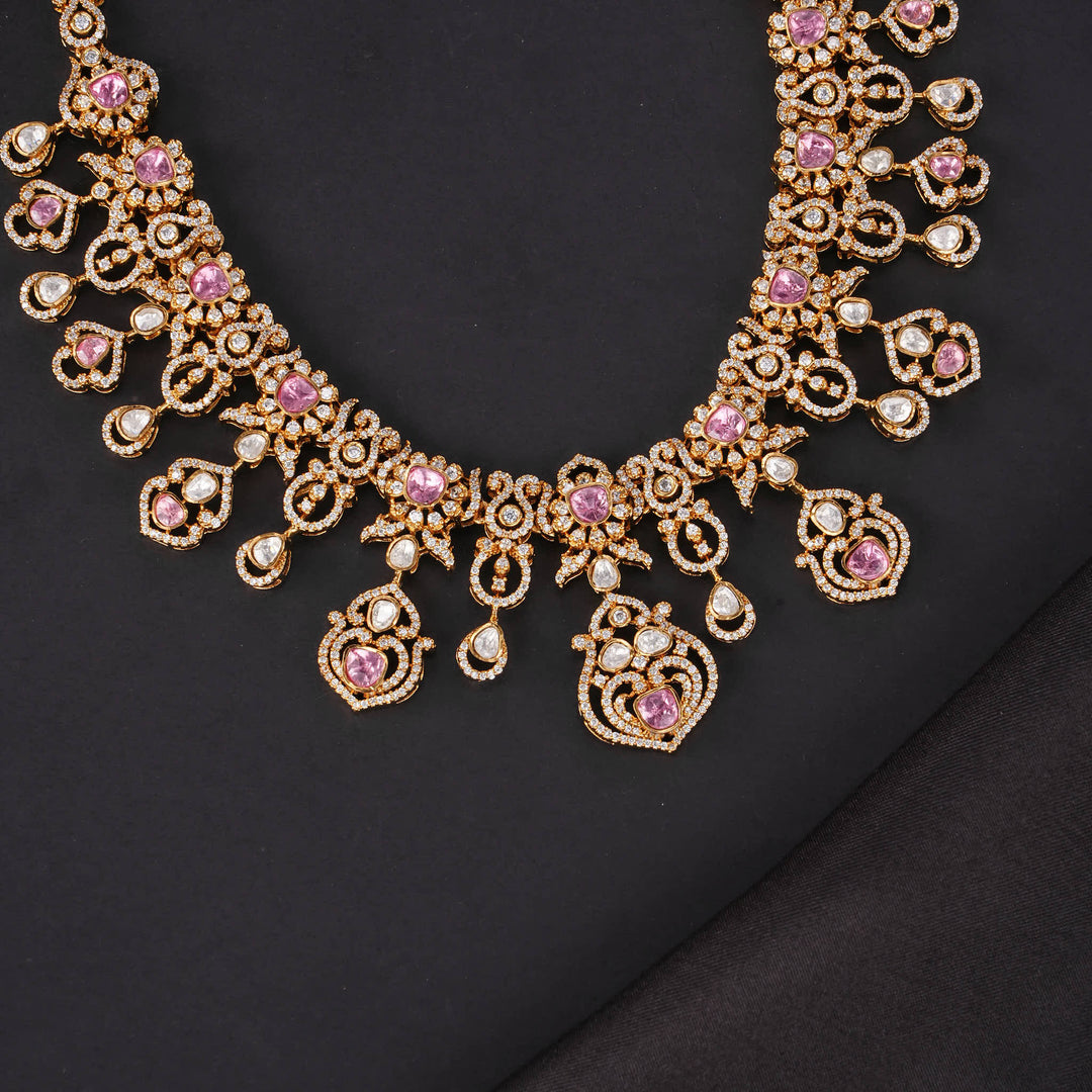 Camellia Pink Victorian Short Necklace Set