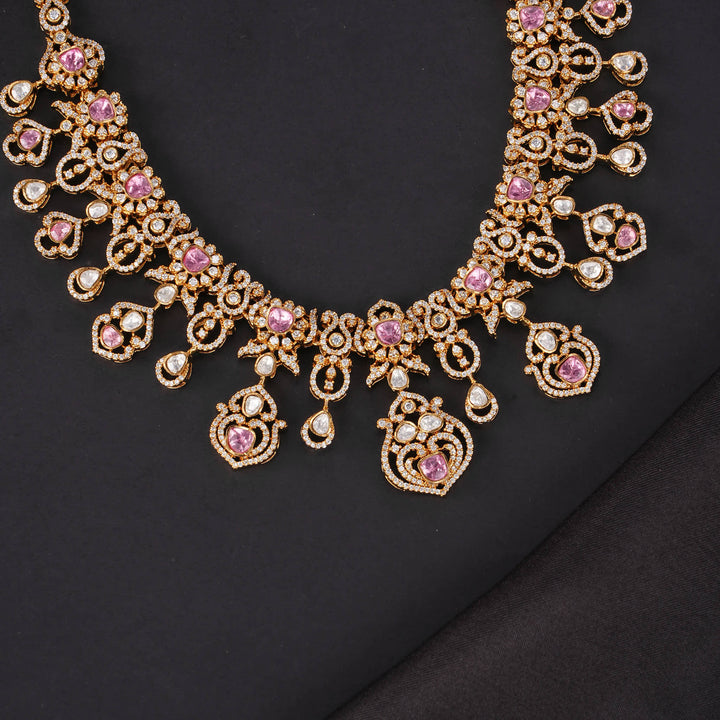 Camellia Pink Victorian Short Necklace Set