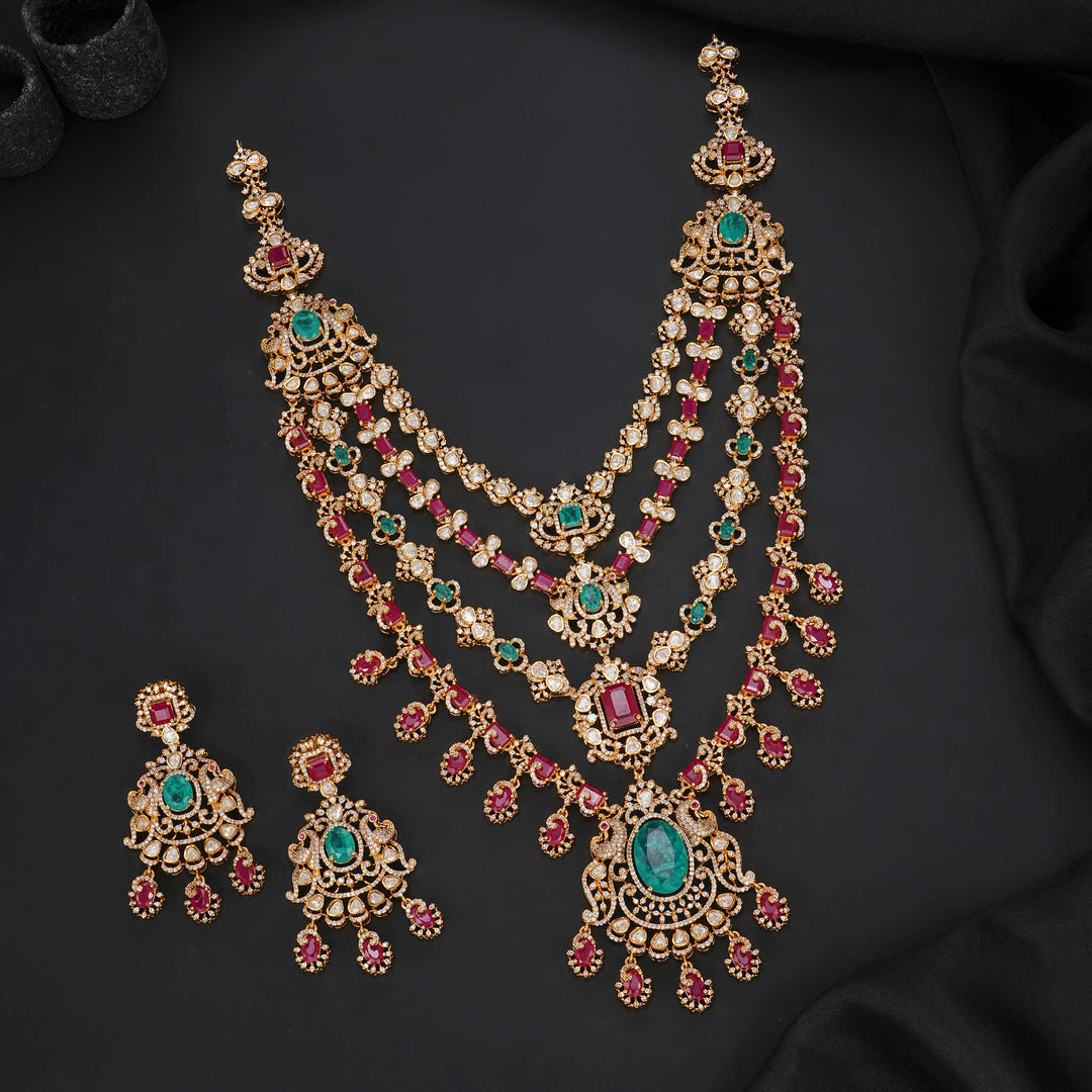 Iridescent Layered Victorian Long Necklace Set
