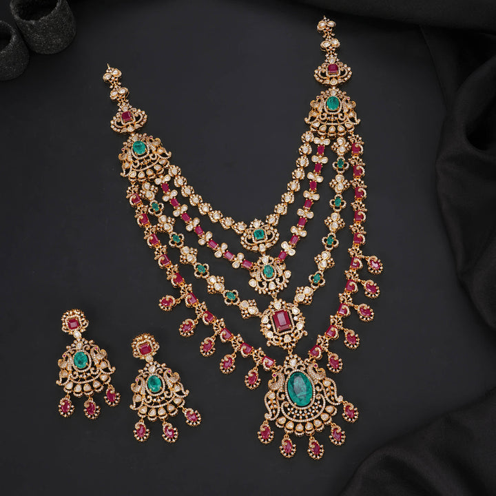 Iridescent Layered Victorian Long Necklace Set