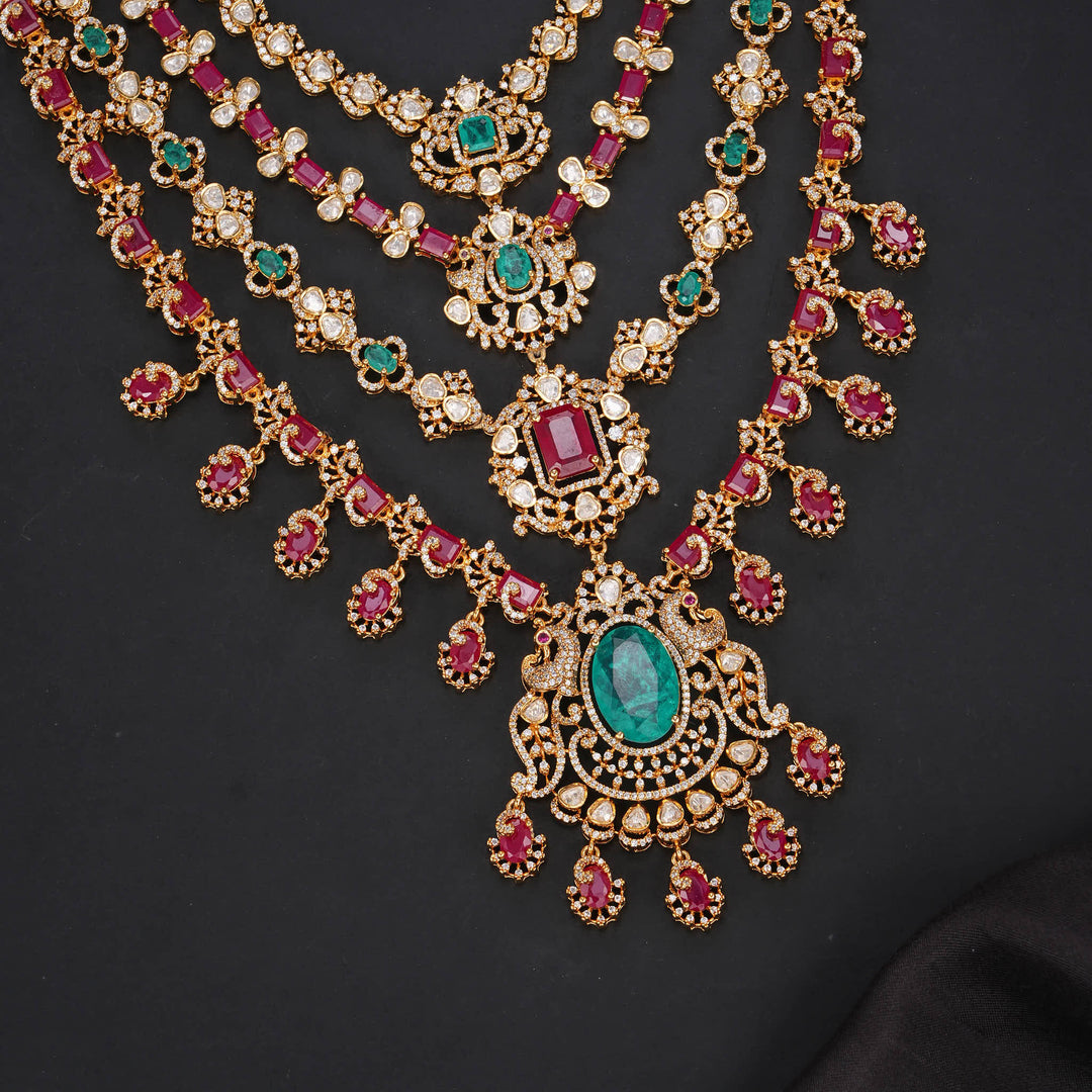 Iridescent Layered Victorian Long Necklace Set