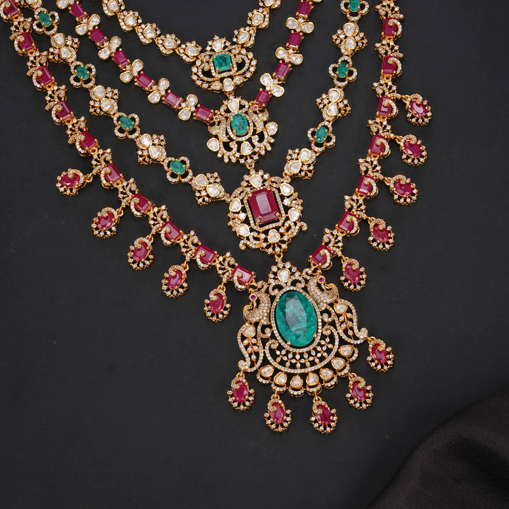 Iridescent Layered Victorian Long Necklace Set