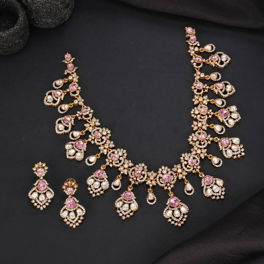 Blush Pink Victorian Short Necklace Set