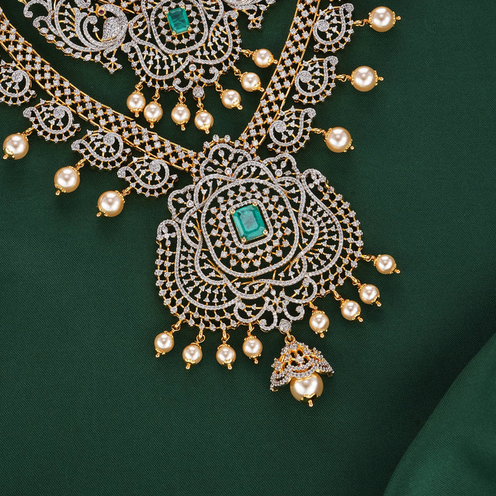 Grand Bridal Diamond Design Long Necklace Set