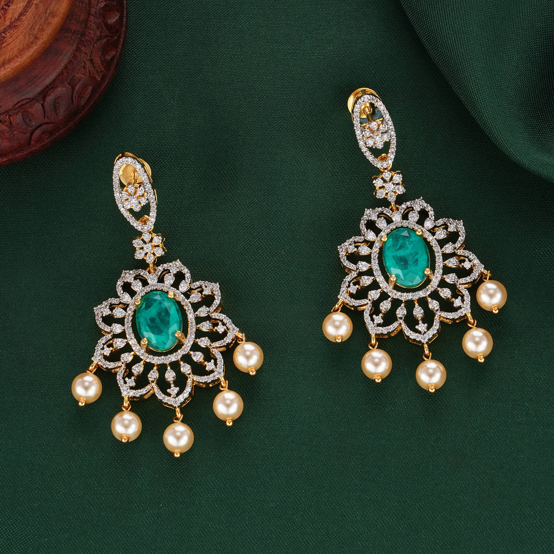 Grand Bridal Diamond Design Long Necklace Set