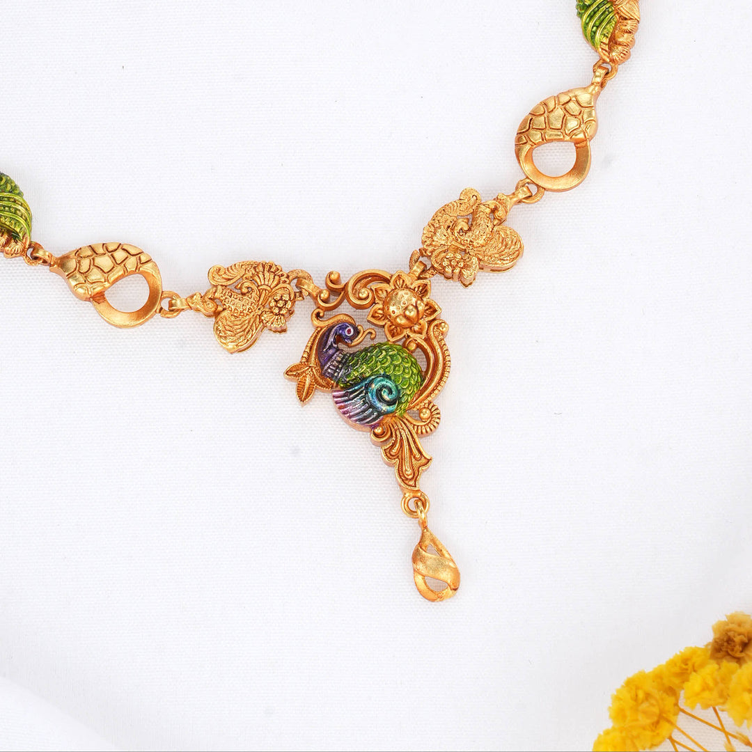 Peacock Inspired 3D Spl Necklace