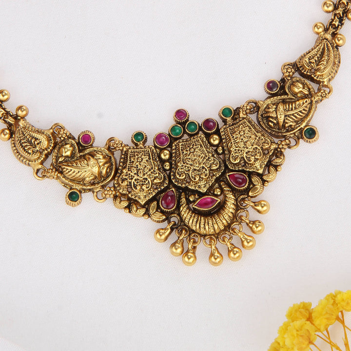 Meticulously Engraved Nagas Mini Short Necklace