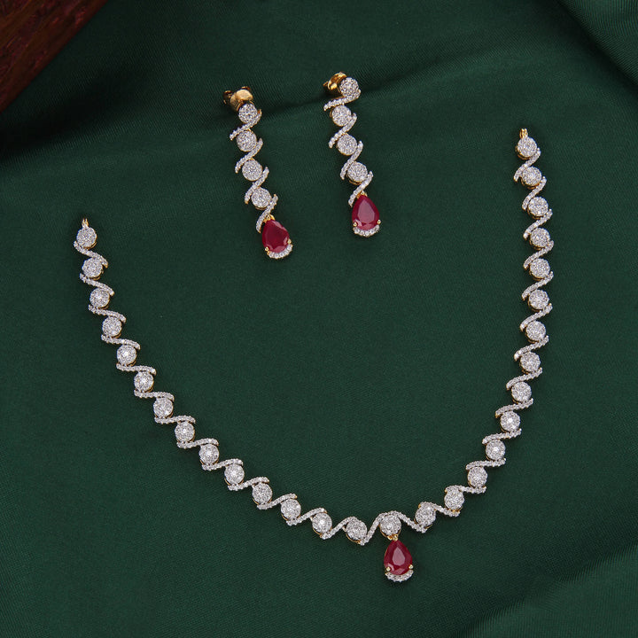 Scintillating Diamond Design Short Necklace Set