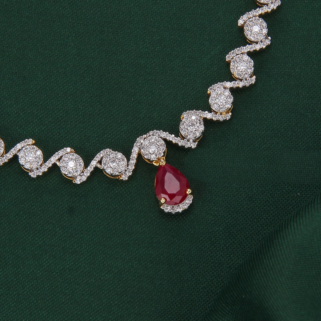 Scintillating Diamond Design Short Necklace Set