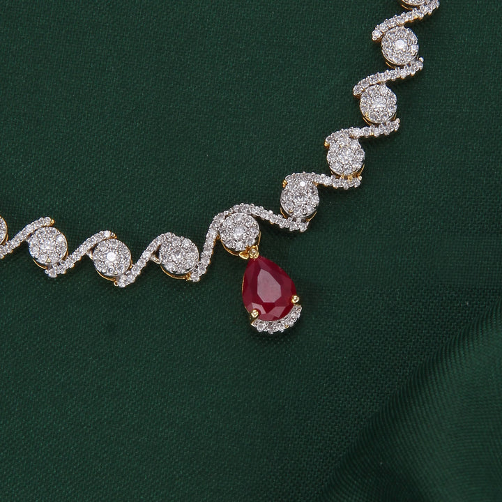 Scintillating Diamond Design Short Necklace Set