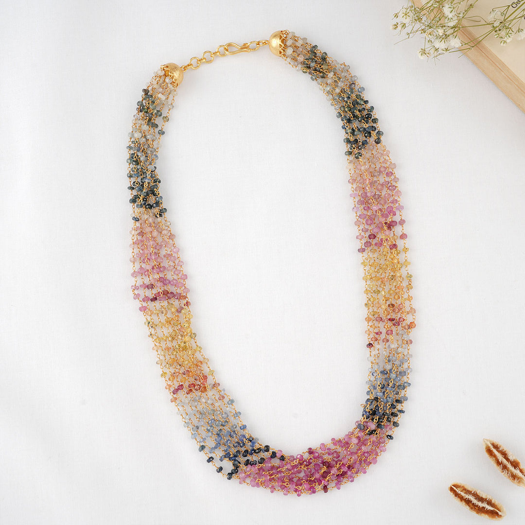 Multi Sapphire Beads Necklace
