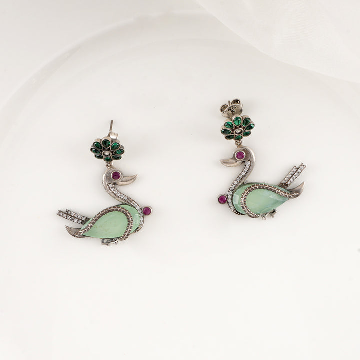 Swanin Oxidised Short Necklace Set