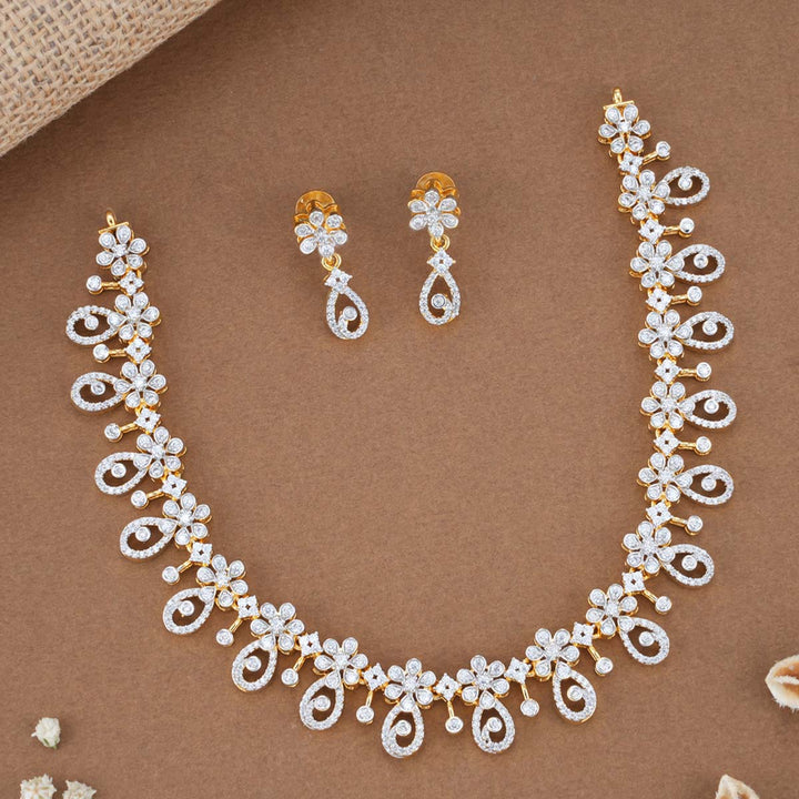 Janhavi  Diamond Like Necklace Set