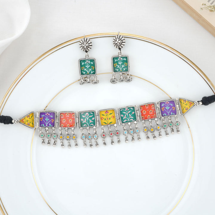 Colourfully Painted Choker set