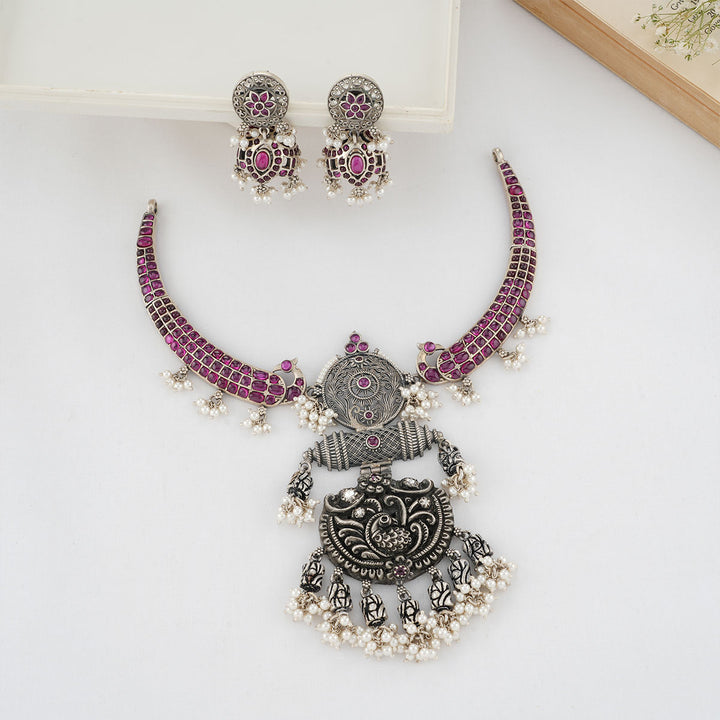 Pictorial Oxidised Necklace Set