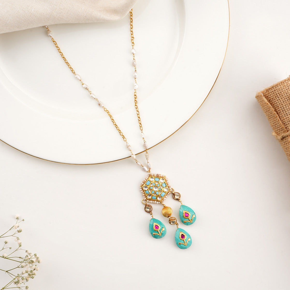 Lishna Kundan Long Necklace – The Amethyst Store
