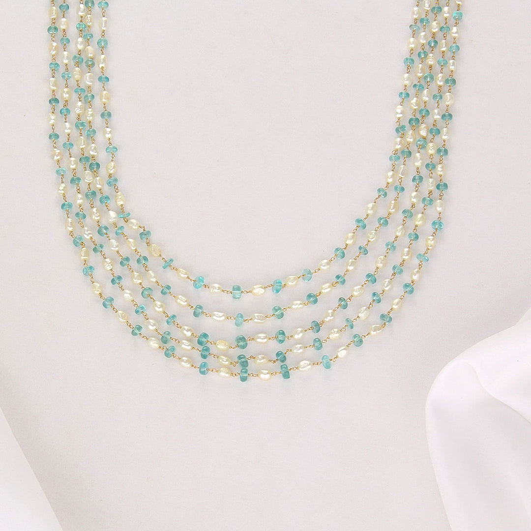 White with Blue Beads Necklace