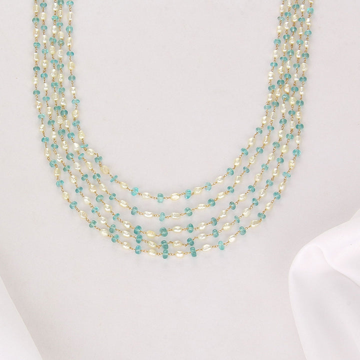 White with Blue Beads Necklace