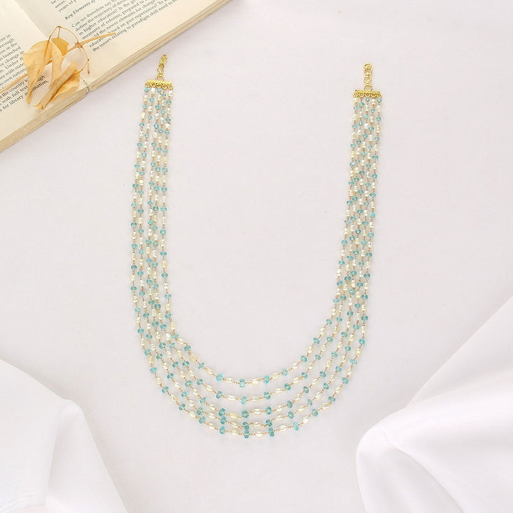 White with Blue Beads Necklace