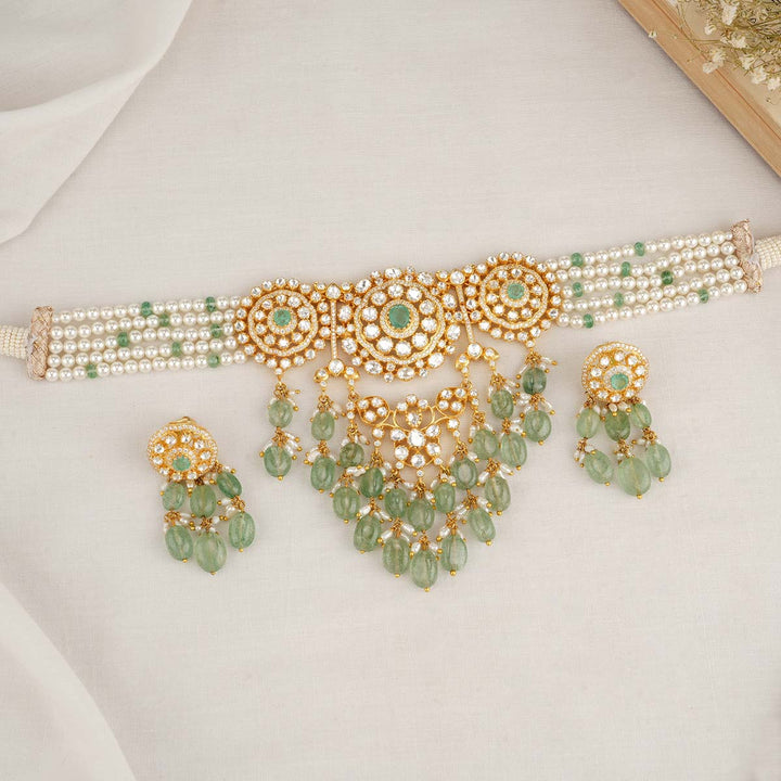 Ishanya Green Beads Choker Set