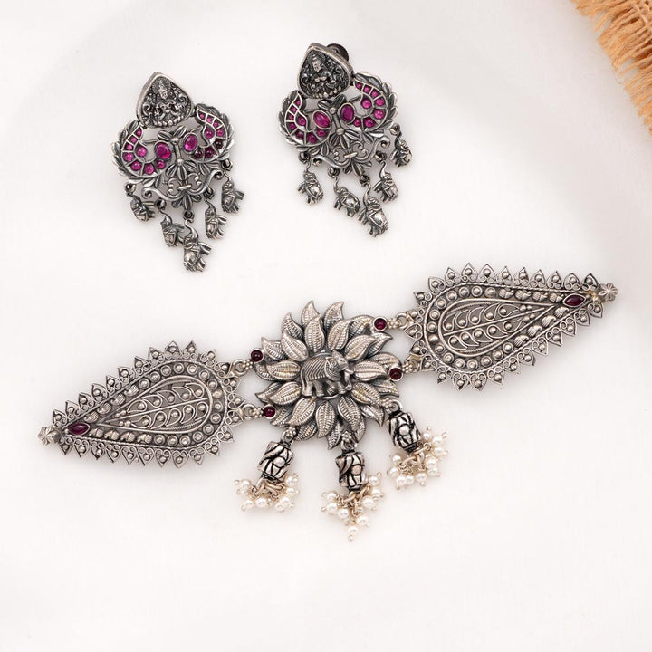 Cute Elephant Oxidised Choker Set