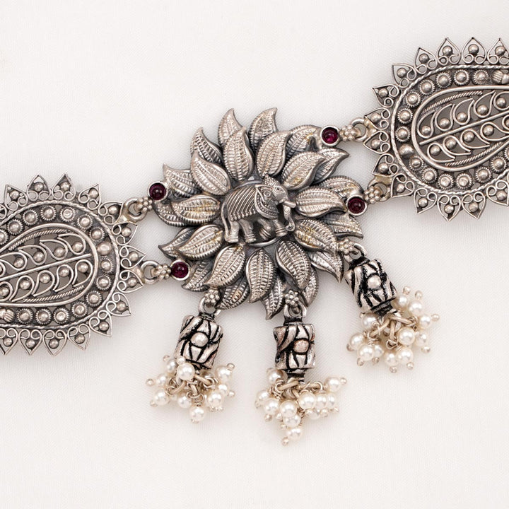 Cute Elephant Oxidised Choker Set