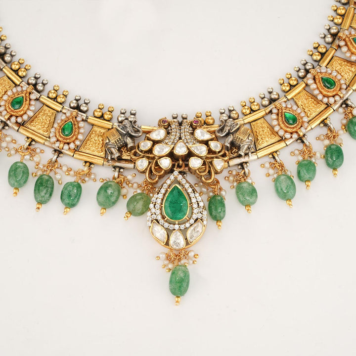 Harithasri Oxidised Short Necklace Set