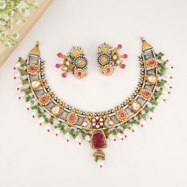 Mesmerizing Oxidised Short Necklace Set