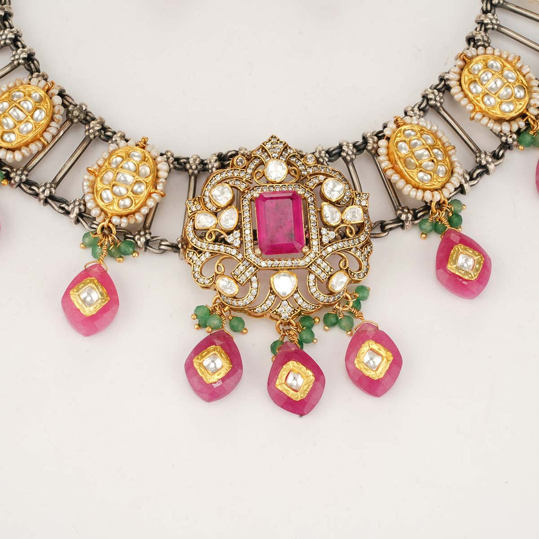 Amazing Oxidised Short Necklace Set