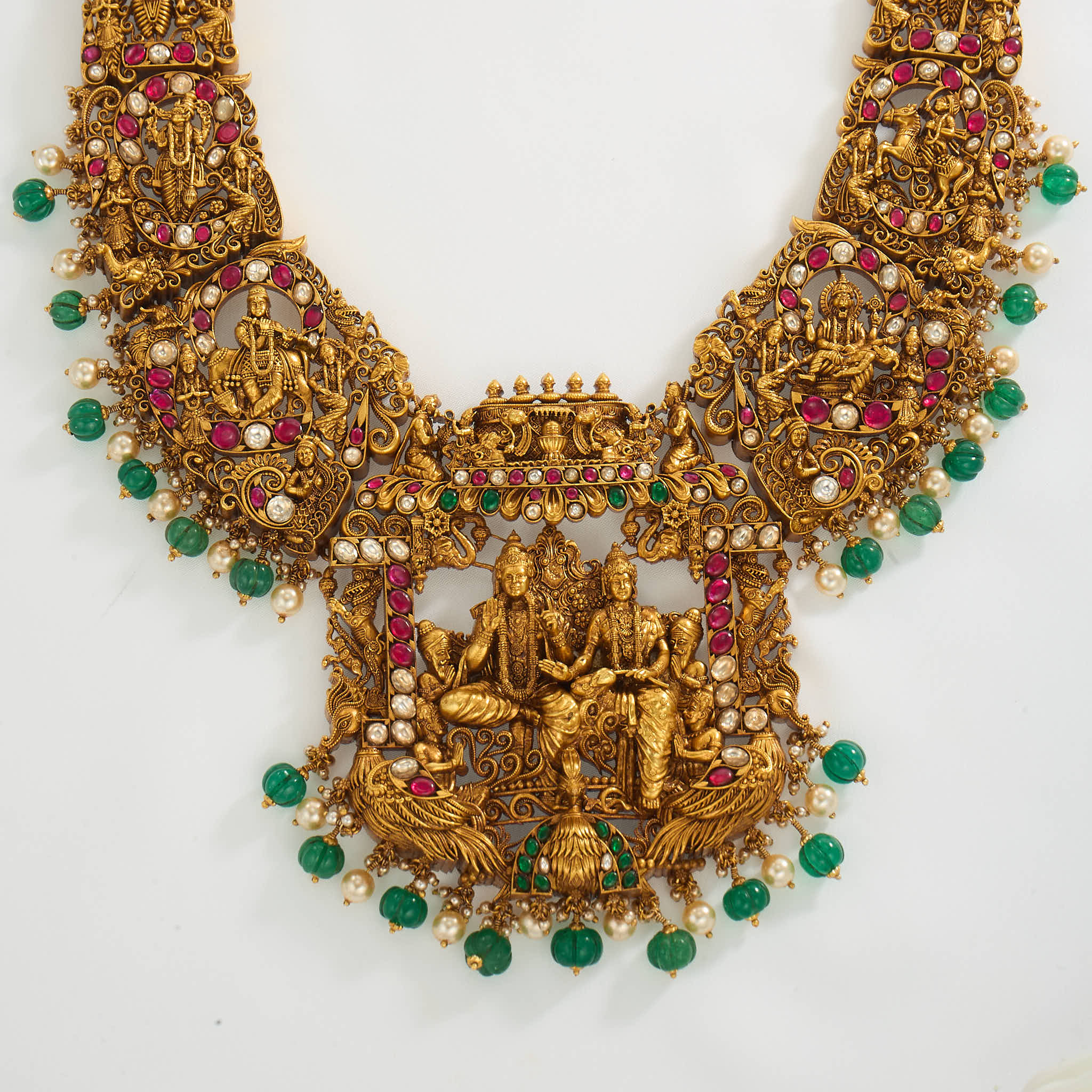 Gold Plated Antique Necklace | Gold Plated Nagas Nakshi Silver