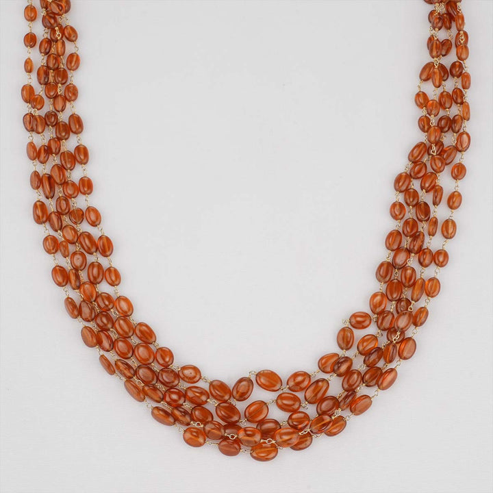 Elegant Brown Beads Long Necklace