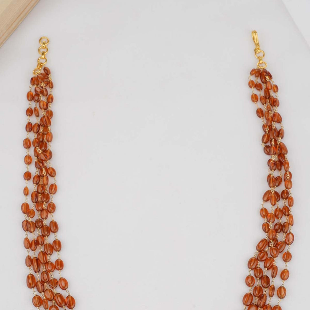Elegant Brown Beads Long Necklace