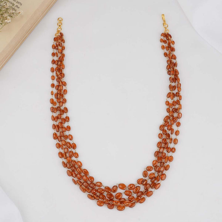 Elegant Brown Beads Long Necklace