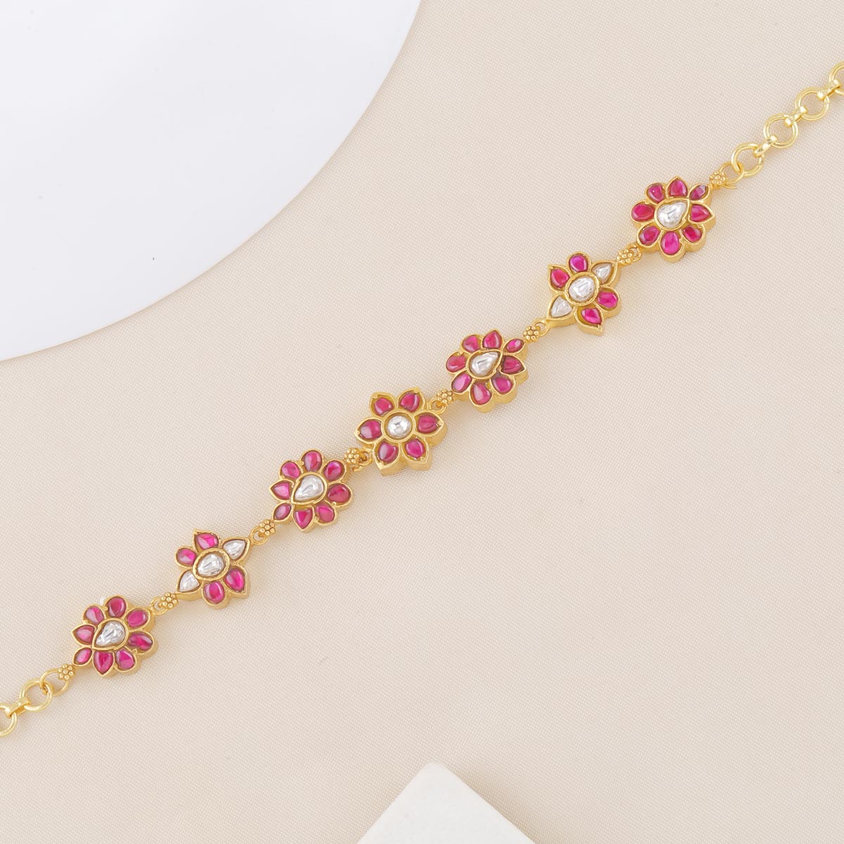 14k White Gold Oval Created Pink Sapphire and Diamond Bracelet – AJ's  Jewelers