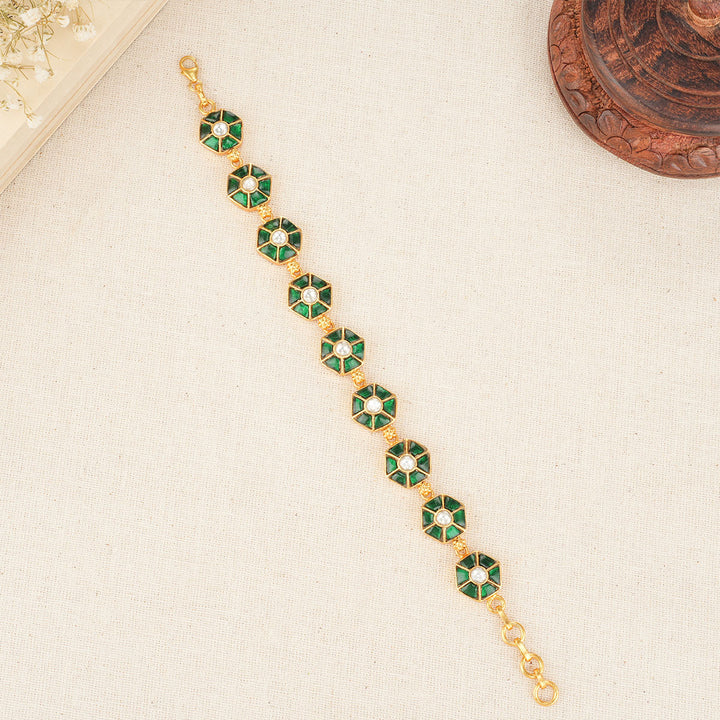 Vibrant Green Kundan Bracelet