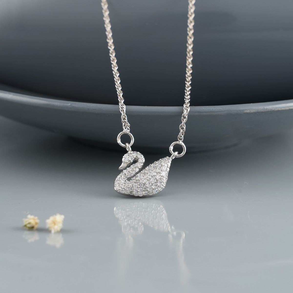 Shop Lil Swan Pendant Set Online | 92.5 Silver Swarovski Minimal