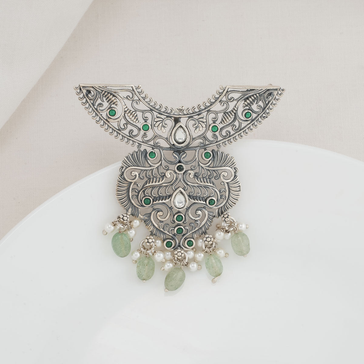 Gold Plated Oxidised Silver Pendant | Buy Oxidised Silver