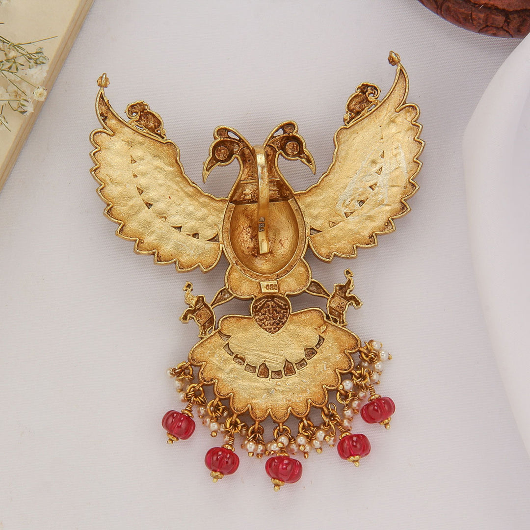 Dual Birds Kundan Pendant