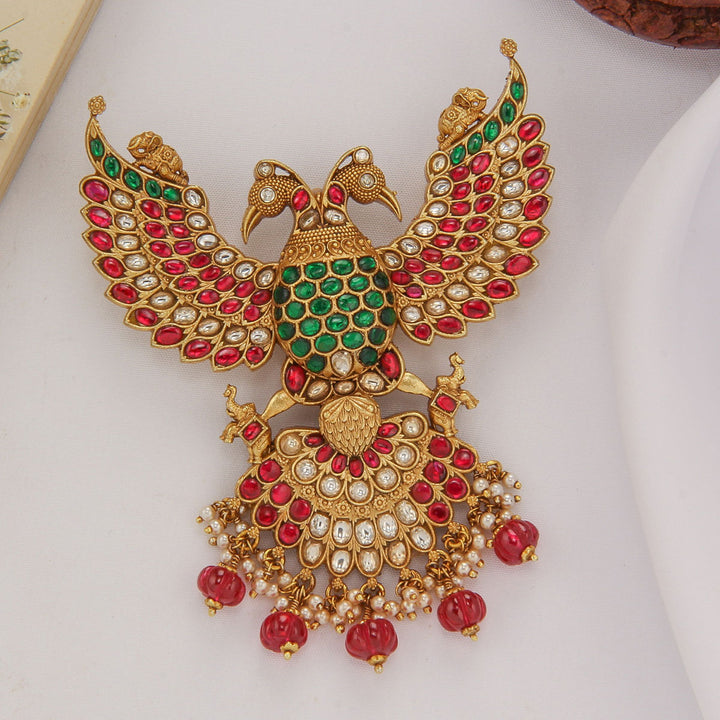 Dual Birds Kundan Pendant