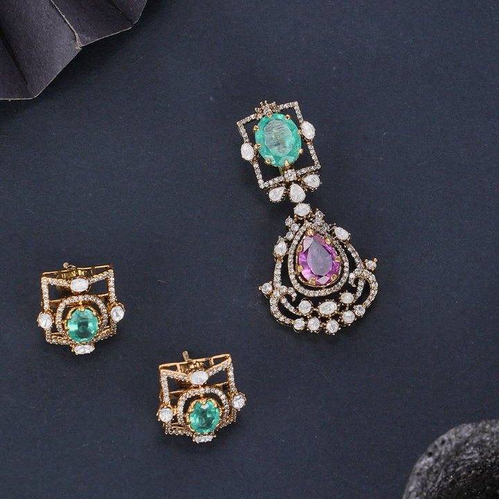 Glittering Victorian Pendant set