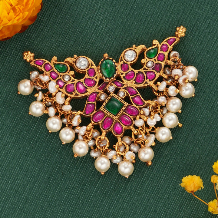 Dual Birds Kundan Pendant