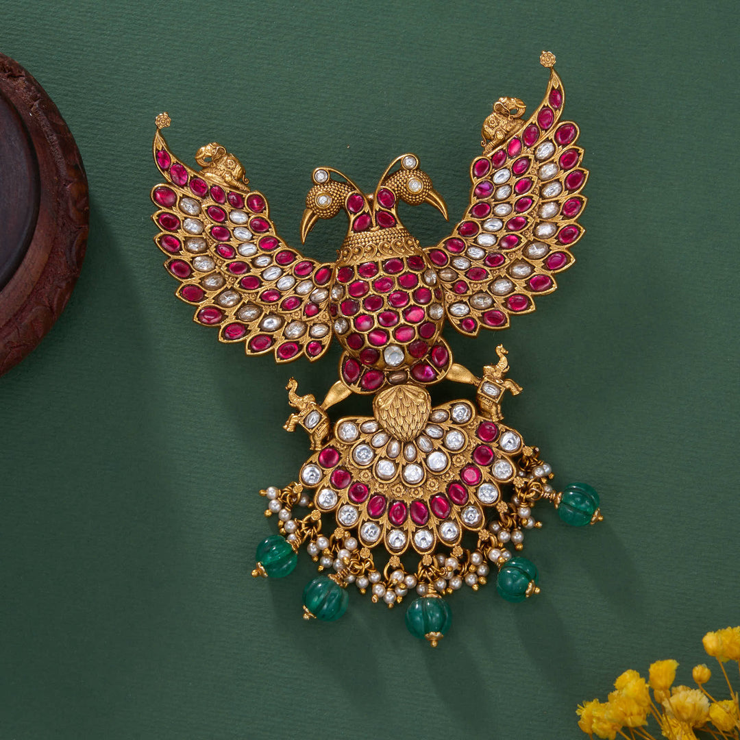 Majestic Gandabherunda Kundan Pendant