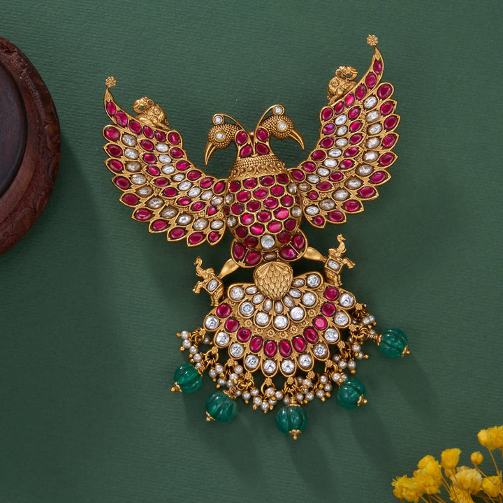 Majestic Gandabherunda Kundan Pendant