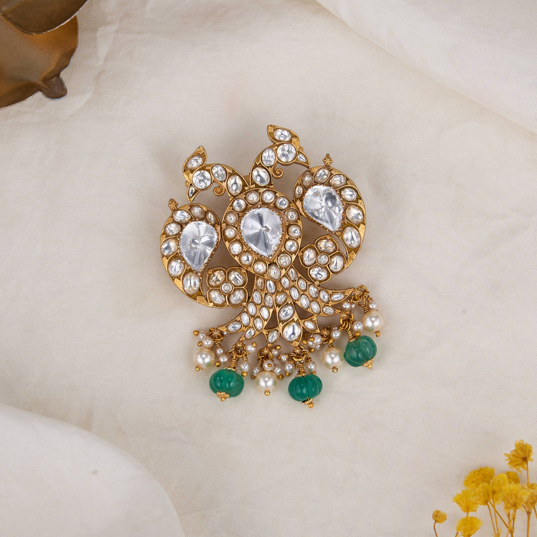 White Garudan Kundan Pendant