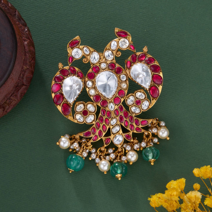 The Sacred Two-Headed Kundan Pendant