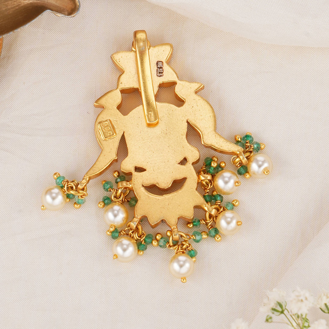 Floral Iridescent Kundan Pendant