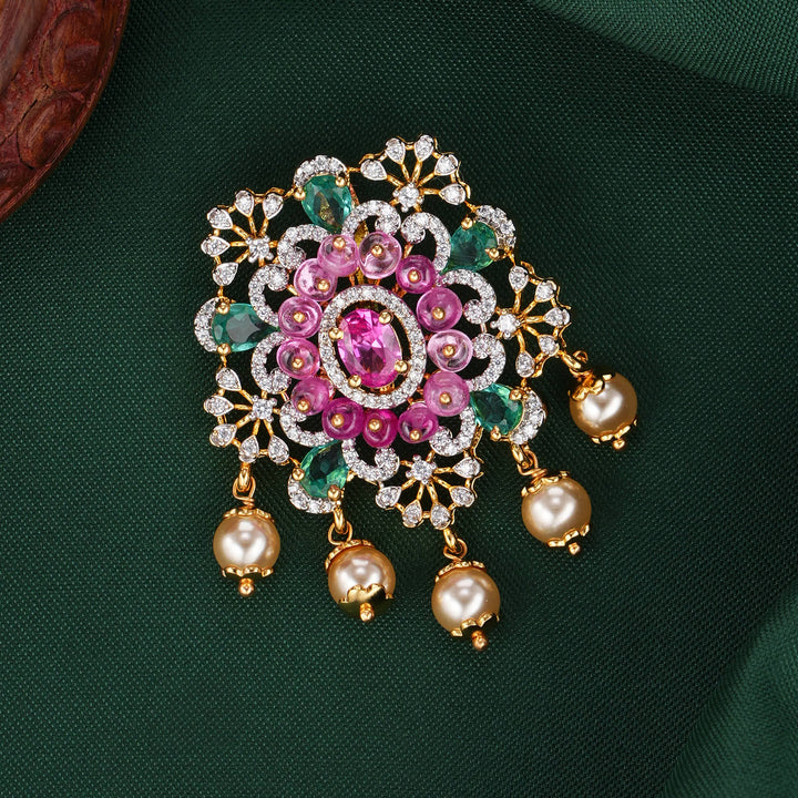 Pink Dahlia Diamond Design Pendant