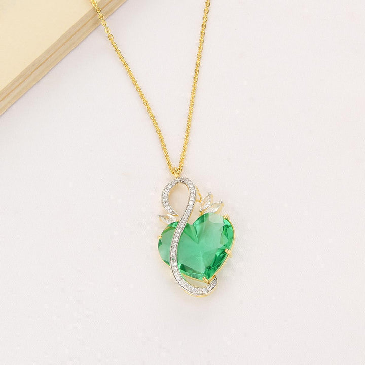 Green Heart Chain With Earrings