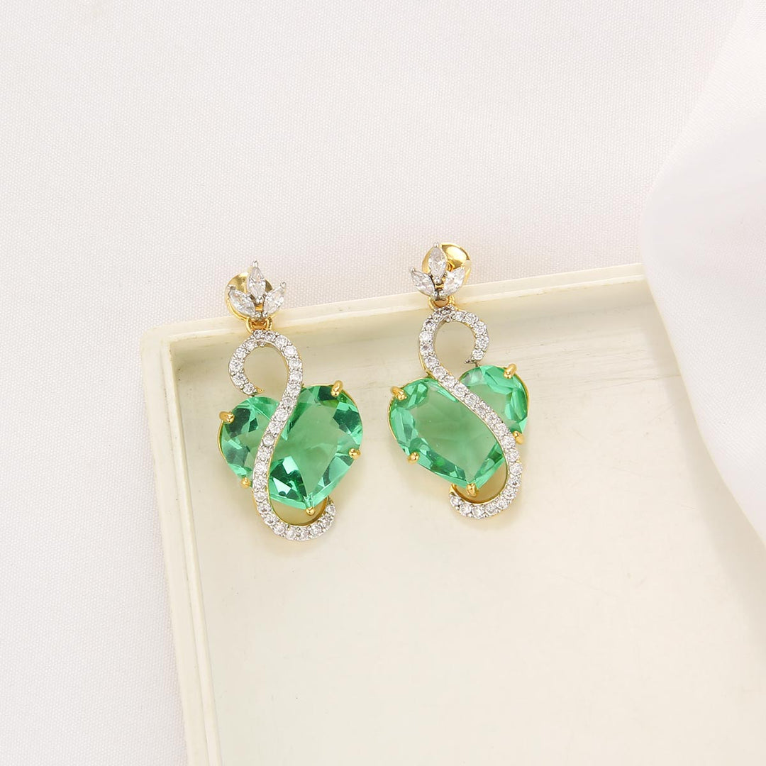 Green Heart Chain With Earrings
