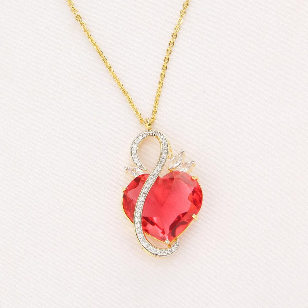 Red Heart Chain With Earrings